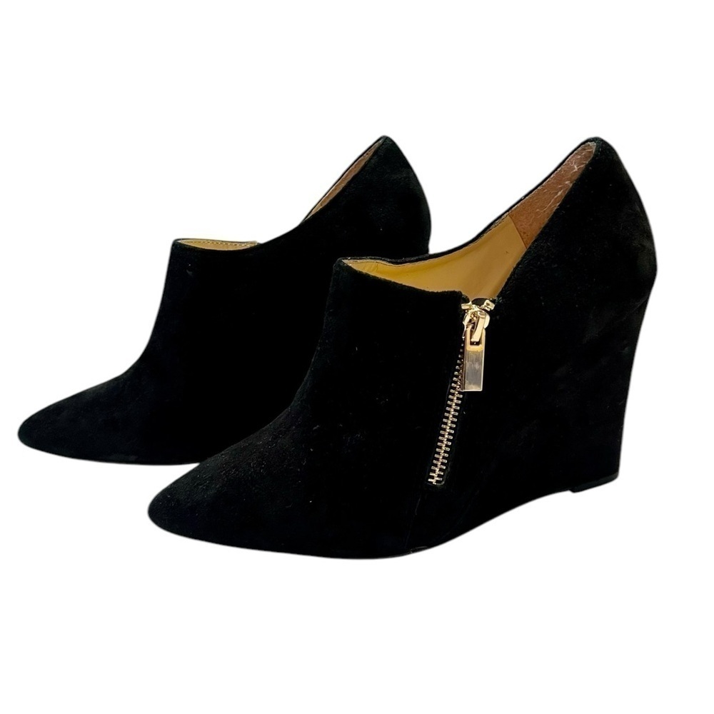 Jessica Simpson Suede Pointed Toe Ankle Wedge Heel Bootie Black - Picture 2 of 4
